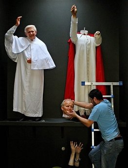 Wax figures of Pope John Paul II and Pope Benedict XVI