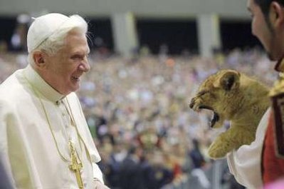 Pope Benedict with Lion cub