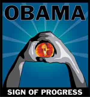 Obama hand sign with eye of Sauron