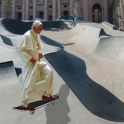 Pope on his Skateboard