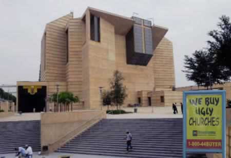 L.A. Cathedral with sign 